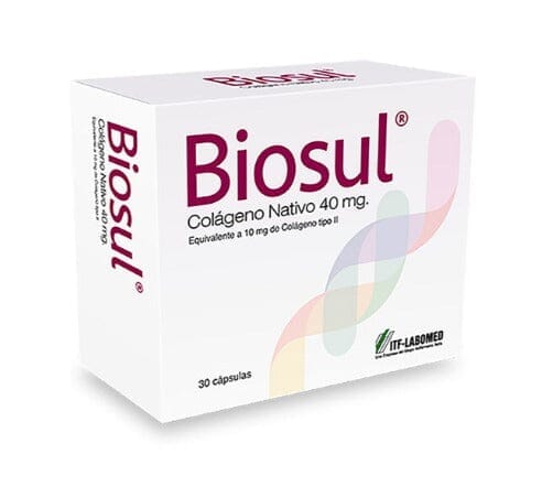 Biosul colágeno nativo 40 mg x 30 cápsulas. Farmex-Yapp-Programa-Boleta